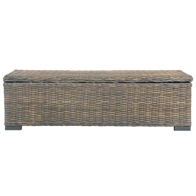 vidaXL Storage Box 120 cm Black Kubu Rattan and Solid Mango Wood