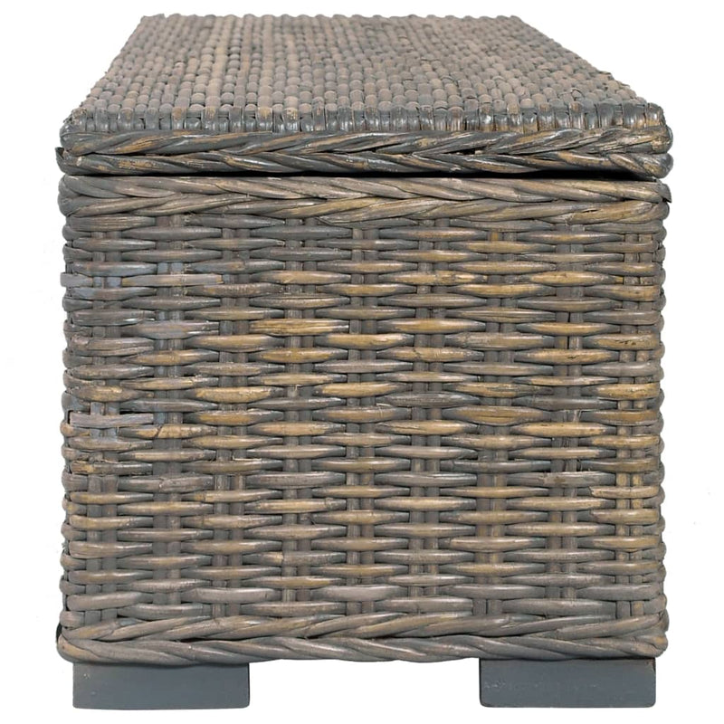 vidaXL Storage Box 120 cm Black Kubu Rattan and Solid Mango Wood