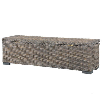 vidaXL Storage Box 120 cm Black Kubu Rattan and Solid Mango Wood