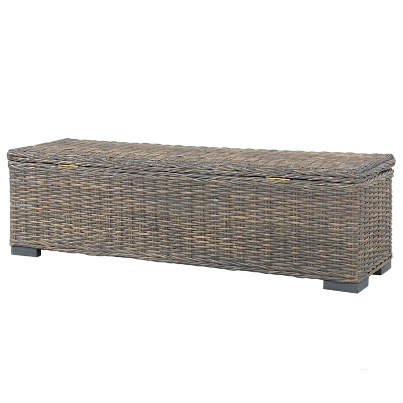 vidaXL Storage Box 120 cm Black Kubu Rattan and Solid Mango Wood