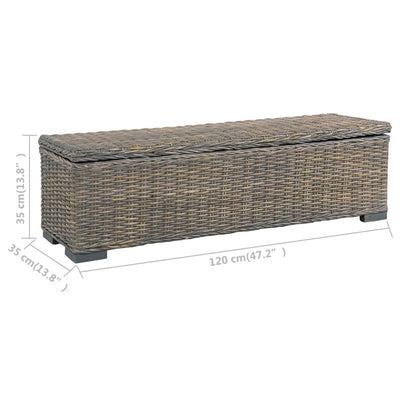 vidaXL Storage Box 120 cm Black Kubu Rattan and Solid Mango Wood