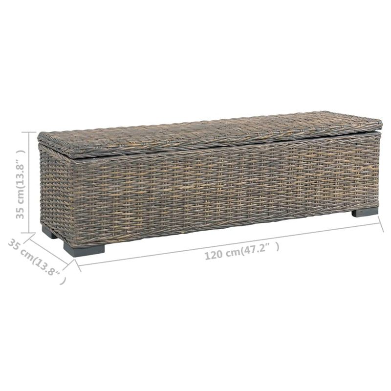 vidaXL Storage Box 120 cm Black Kubu Rattan and Solid Mango Wood