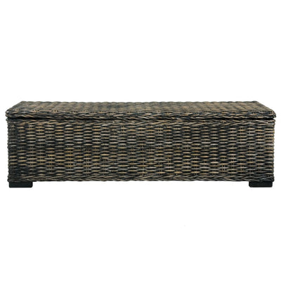 vidaXL Storage Box 120 cm Black Kubu Rattan and Solid Mango Wood
