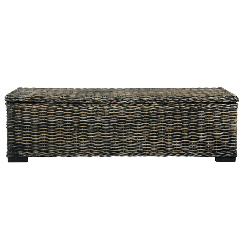 vidaXL Storage Box 120 cm Black Kubu Rattan and Solid Mango Wood
