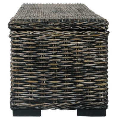 vidaXL Storage Box 120 cm Black Kubu Rattan and Solid Mango Wood