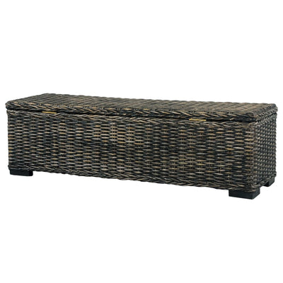 vidaXL Storage Box 120 cm Black Kubu Rattan and Solid Mango Wood