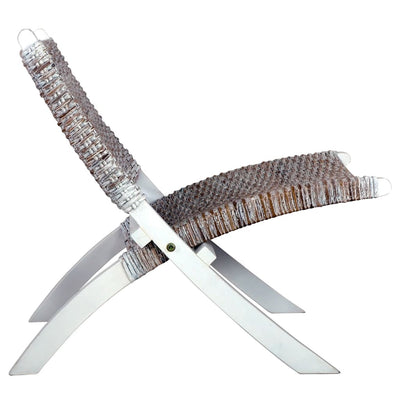 vidaXL Relaxing Chair Black Natural Kubu Rattan and Solid Mahogany Wood