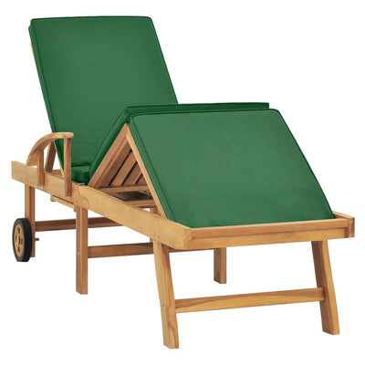 vidaXL Sun Lounger with Cushion Solid Teak Wood Blue