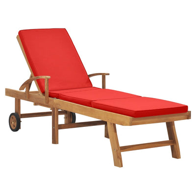 vidaXL Sun Lounger with Cushion Solid Teak Wood Blue