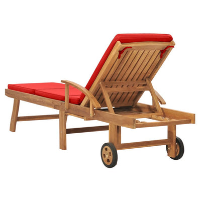 vidaXL Sun Lounger with Cushion Solid Teak Wood Blue