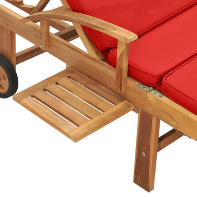 vidaXL Sun Lounger with Cushion Solid Teak Wood Blue