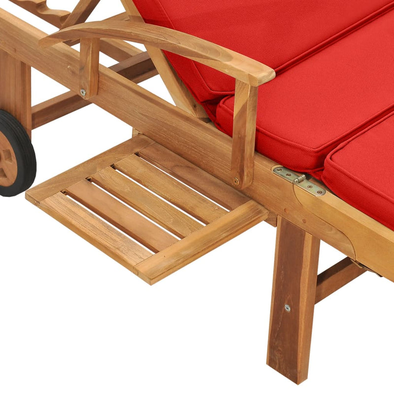 vidaXL Sun Lounger with Cushion Solid Teak Wood Blue