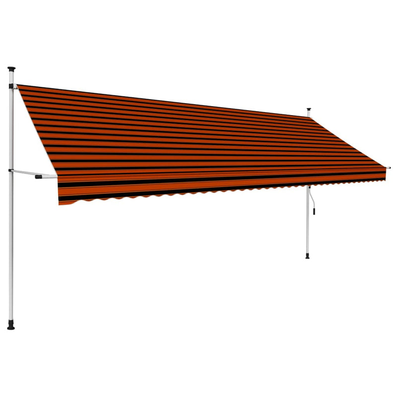 vidaXL Manual Retractable Awning 300 cm Orange and Brown