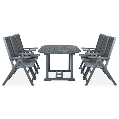 vidaXL 7 Piece Outdoor Dining Set Solid Acacia Wood Grey