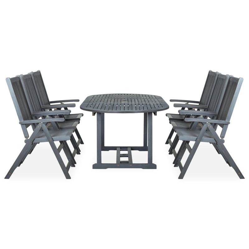 vidaXL 7 Piece Outdoor Dining Set Solid Acacia Wood Grey