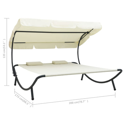 vidaXL Outdoor Lounge Bed with Canopy and Pillows Brown