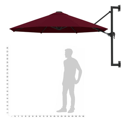 vidaXL Wall-Mounted Garden Parasol with Metal Pole 300 cm Terracotta