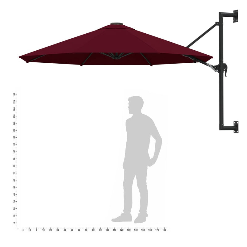 vidaXL Wall-Mounted Garden Parasol with Metal Pole 300 cm Terracotta