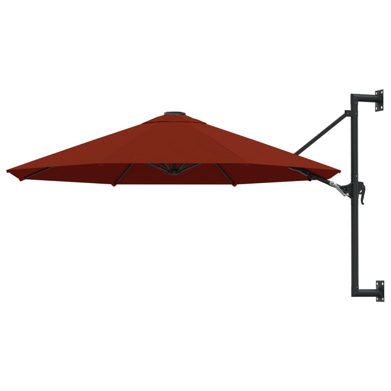 vidaXL Wall-Mounted Garden Parasol with Metal Pole 300 cm Terracotta