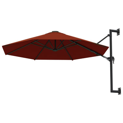 vidaXL Wall-Mounted Garden Parasol with Metal Pole 300 cm Terracotta