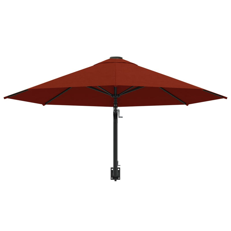 vidaXL Wall-Mounted Garden Parasol with Metal Pole 300 cm Terracotta