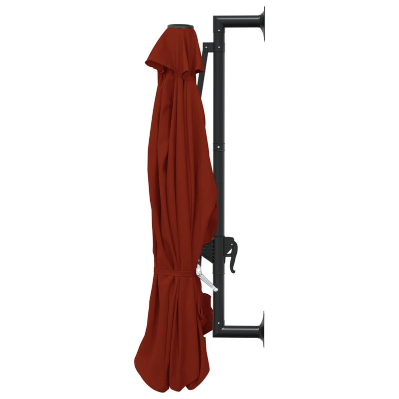 vidaXL Wall-Mounted Garden Parasol with Metal Pole 300 cm Terracotta