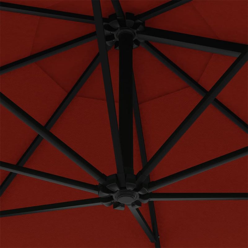 vidaXL Wall-Mounted Garden Parasol with Metal Pole 300 cm Terracotta