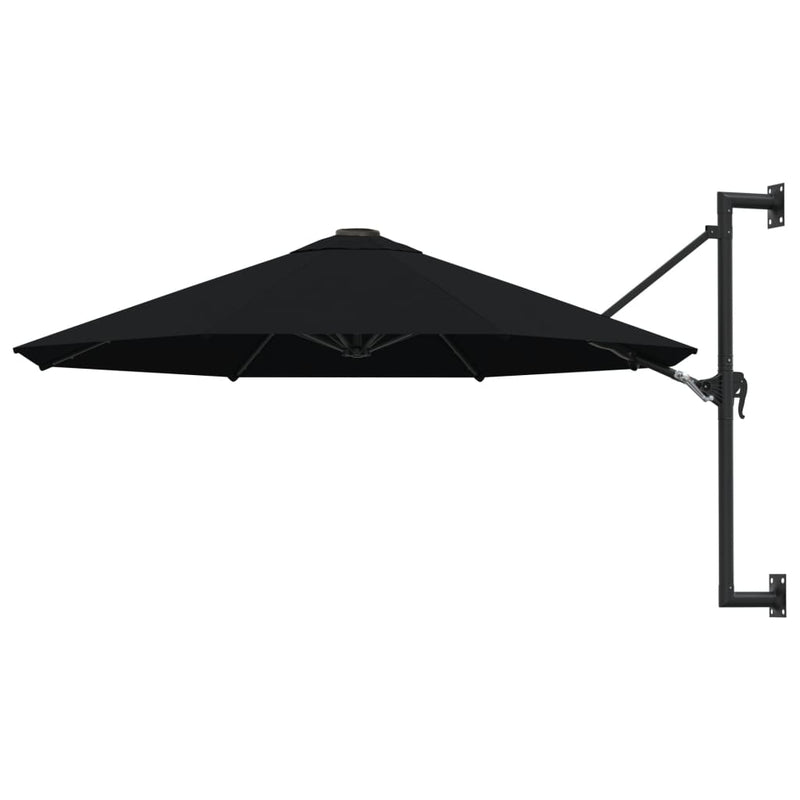 vidaXL Wall-Mounted Garden Parasol with Metal Pole 300 cm Black