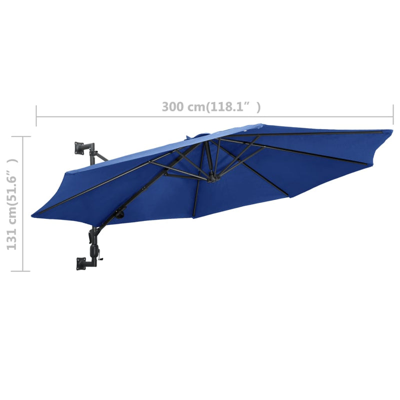 vidaXL Wall-Mounted Garden Parasol with Metal Pole 300 cm Terracotta