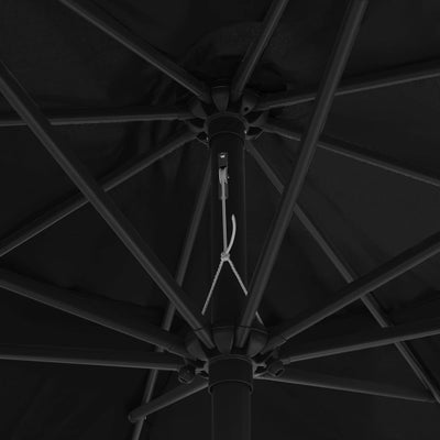 vidaXL Garden Parasol with Metal Pole 390 cm Black