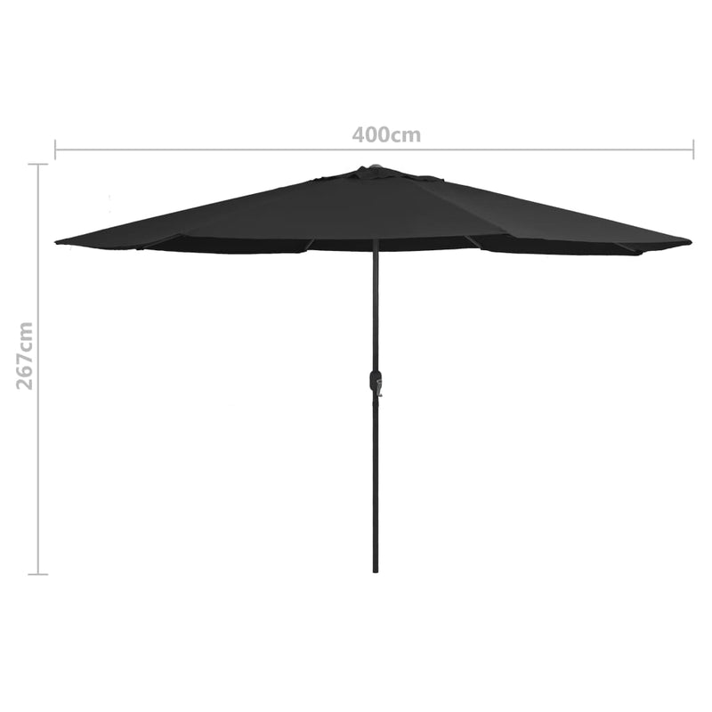 vidaXL Garden Parasol with Metal Pole 390 cm Black