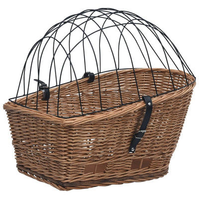vidaXL Bike Rear Basket with Cover 55x31x36 cm Natural Willow