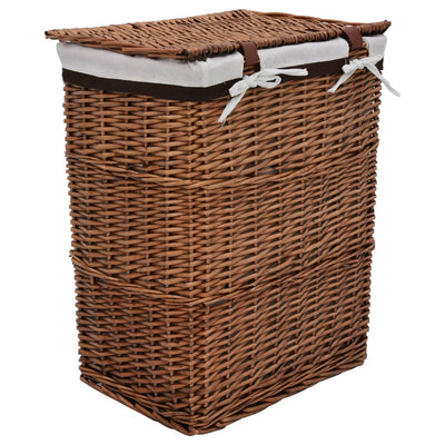vidaXL Laundry Basket Brown Willow