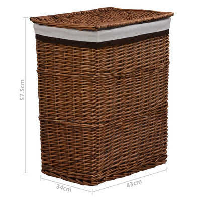 vidaXL Laundry Basket Brown Willow
