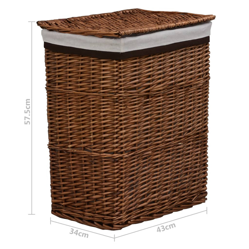 vidaXL Laundry Basket Brown Willow