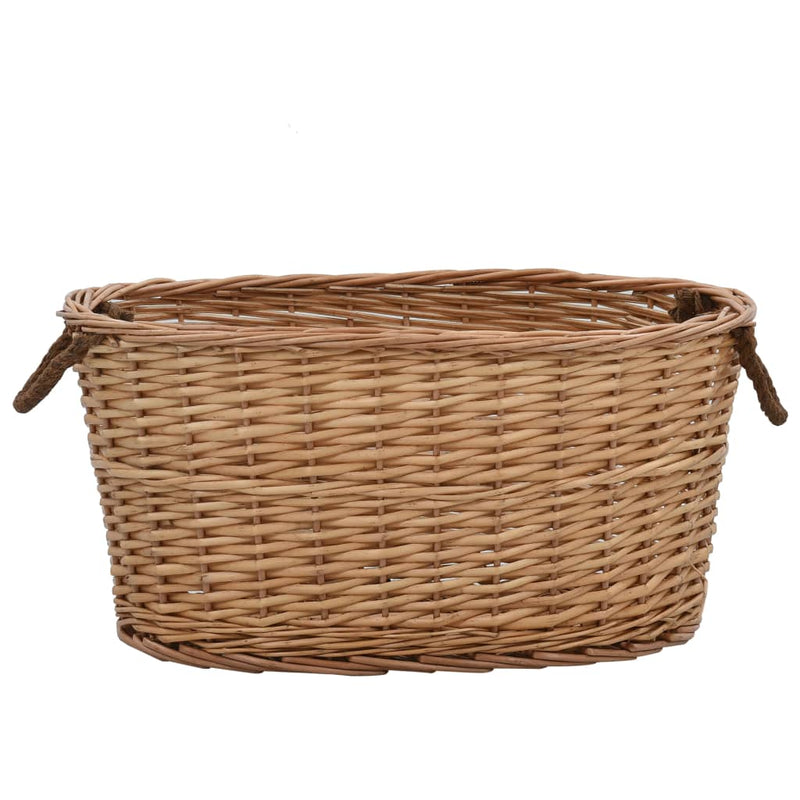 vidaXL Firewood Basket with Carrying Handles 56x40x28 cm Natural Willow