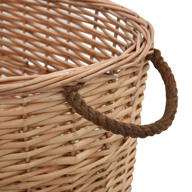 vidaXL Firewood Basket with Carrying Handles 56x40x28 cm Natural Willow