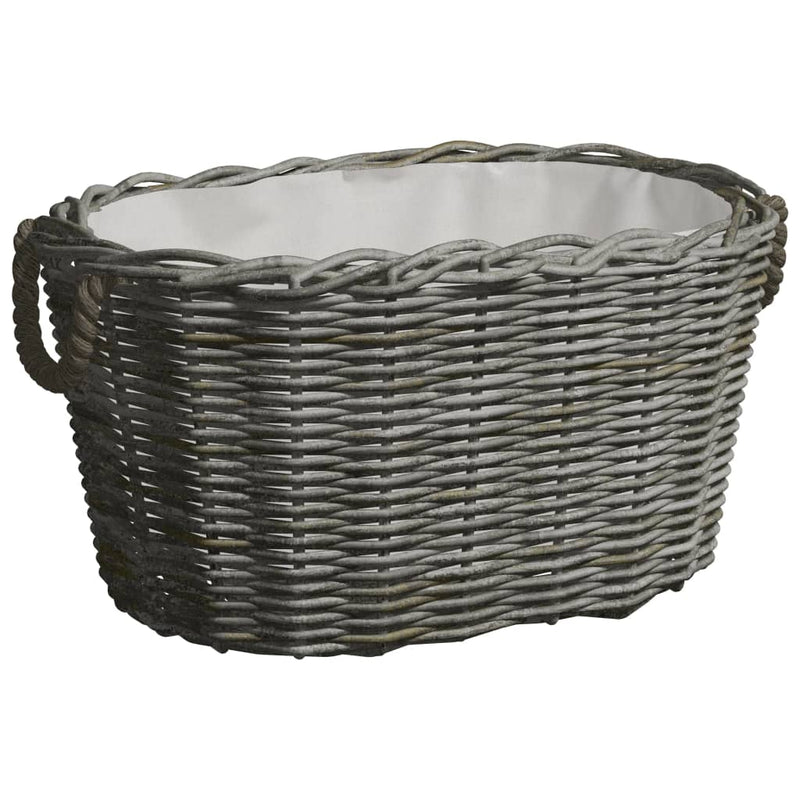 vidaXL Firewood Basket with Carrying Handles 59x42x28 cm Grey Willow