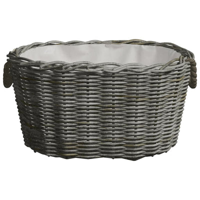 vidaXL Firewood Basket with Carrying Handles 59x42x28 cm Grey Willow
