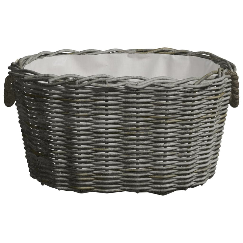 vidaXL Firewood Basket with Carrying Handles 59x42x28 cm Grey Willow