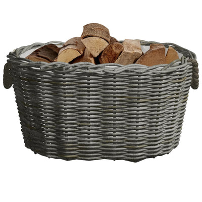 vidaXL Firewood Basket with Carrying Handles 59x42x28 cm Grey Willow