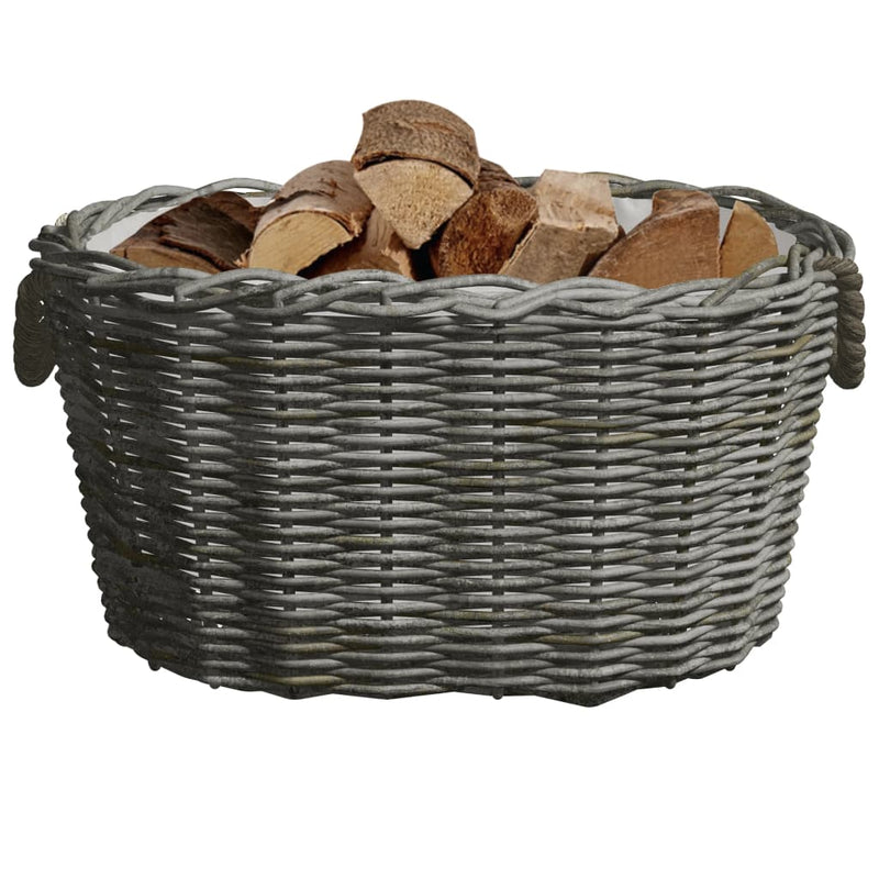 vidaXL Firewood Basket with Carrying Handles 59x42x28 cm Grey Willow