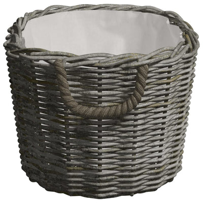 vidaXL Firewood Basket with Carrying Handles 59x42x28 cm Grey Willow