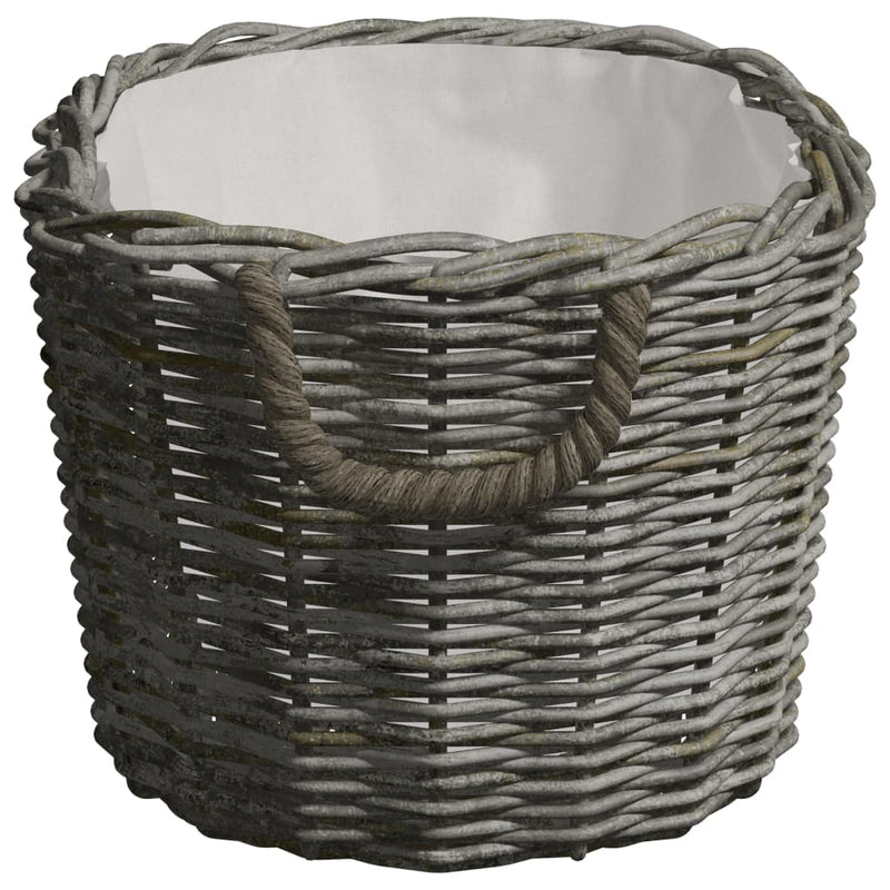 vidaXL Firewood Basket with Carrying Handles 59x42x28 cm Grey Willow