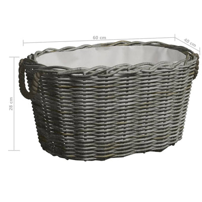vidaXL Firewood Basket with Carrying Handles 59x42x28 cm Grey Willow