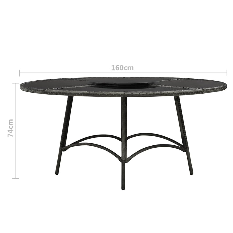 vidaXL 7 Piece Outdoor Dining Set with Cushions Poly Rattan Grey