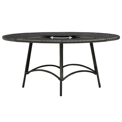 vidaXL 7 Piece Outdoor Dining Set with Cushions Poly Rattan Grey
