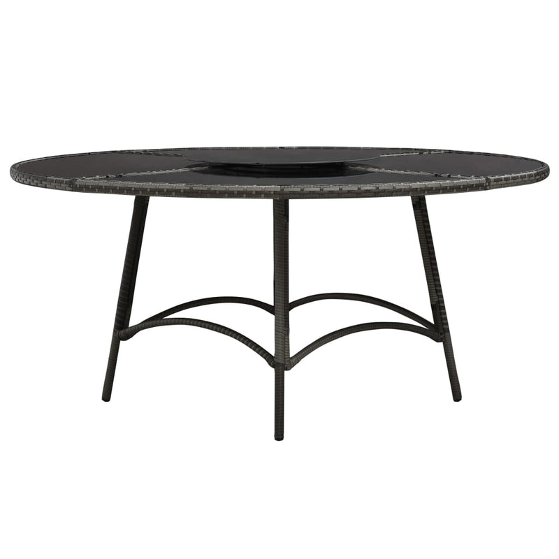 vidaXL 7 Piece Outdoor Dining Set with Cushions Poly Rattan Grey