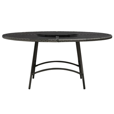 vidaXL 7 Piece Outdoor Dining Set with Cushions Poly Rattan Grey