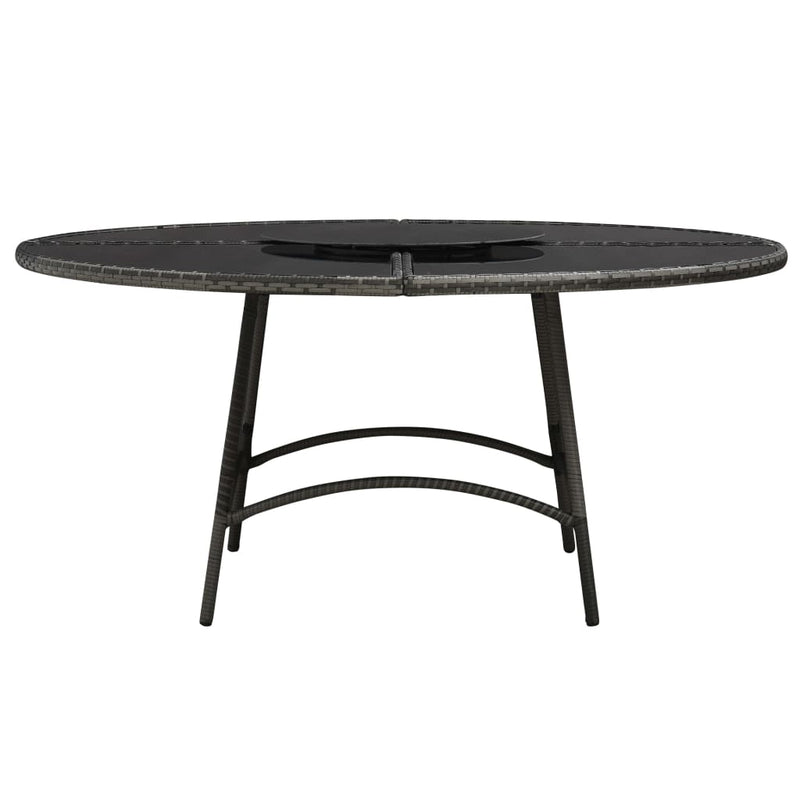 vidaXL 7 Piece Outdoor Dining Set with Cushions Poly Rattan Grey